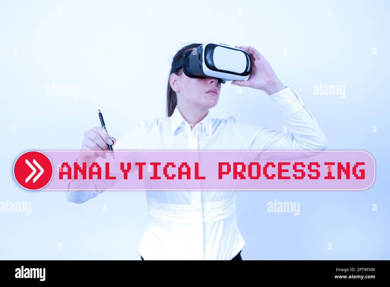 Text caption presenting Analytical Processing, Business approach easily View Write Reports Data Mining and Discovery Stock Photo