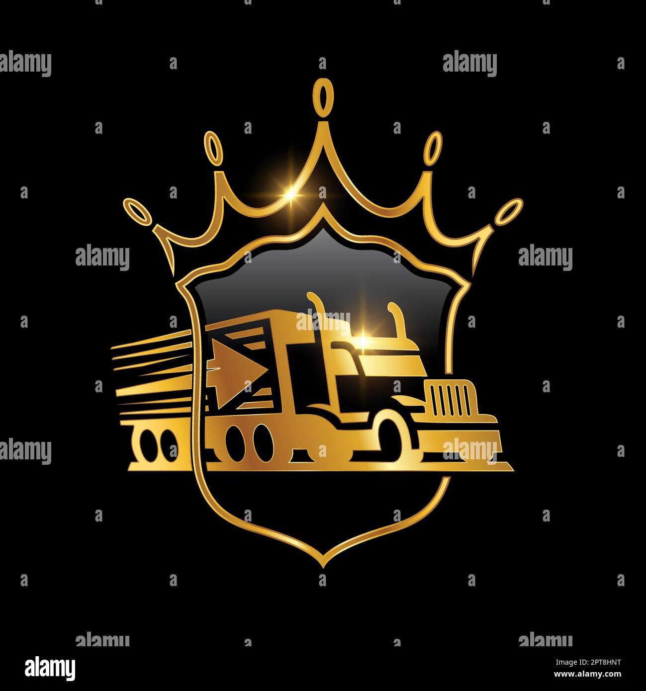 Golden Luxury Trucking Delivery Service Stock Vector