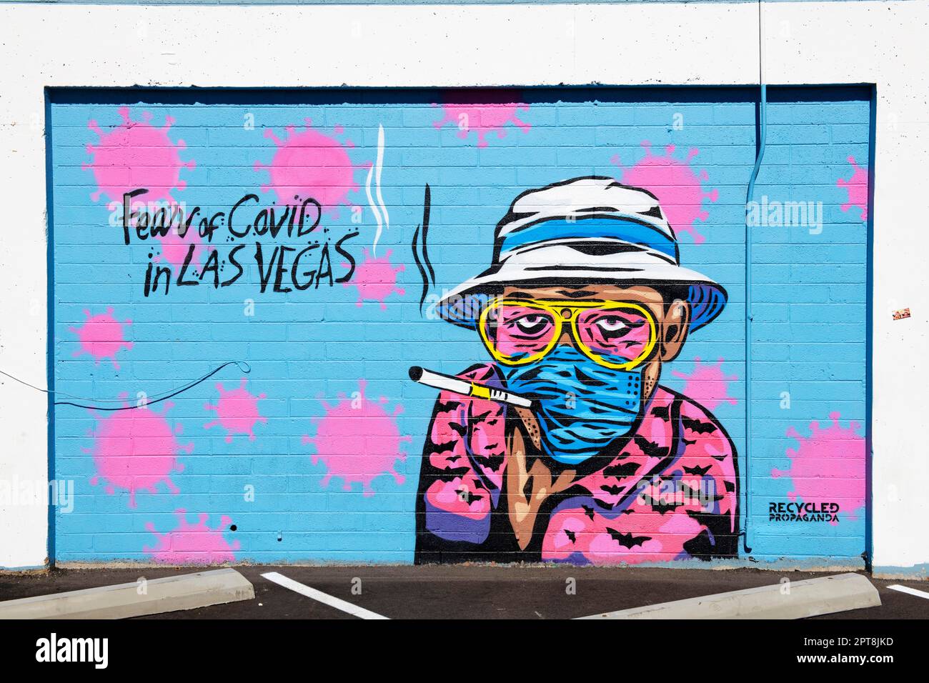 Mural Fear of Covid in reference to the film Fear and Loathing in Las Vegas, Nevada, USA Stock Photo