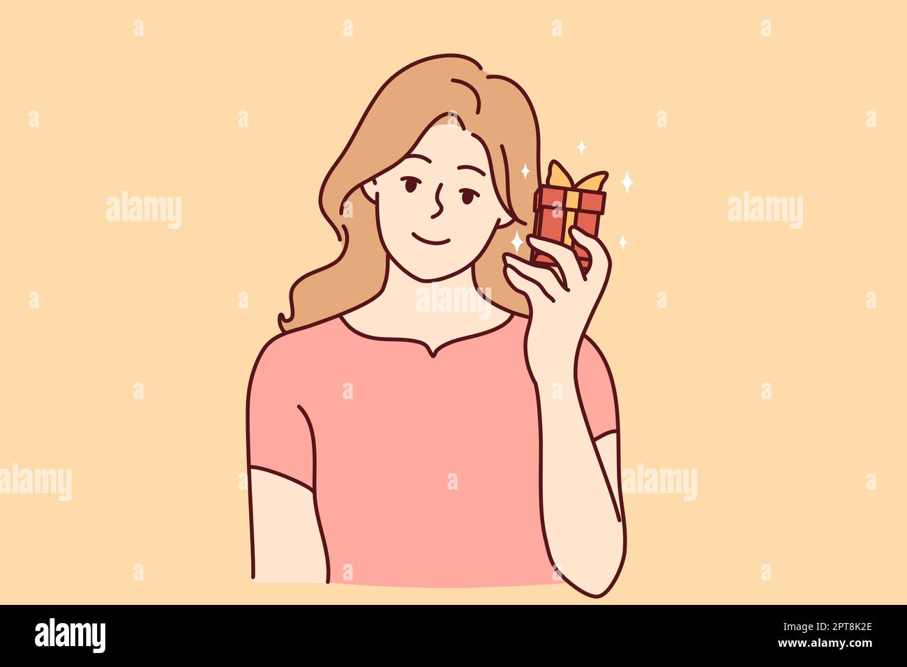 Smiling woman with present celebrate birthday Stock Vector