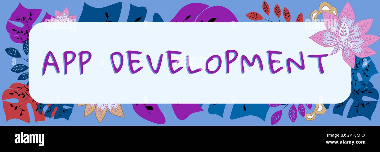 Conceptual display App Development, Word for producing computer software with a specialized purpose Stock Photo