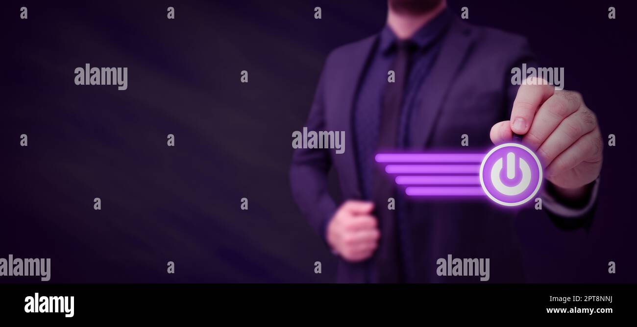 Business Man Presenting New Futuristic Technologies. Stock Photo