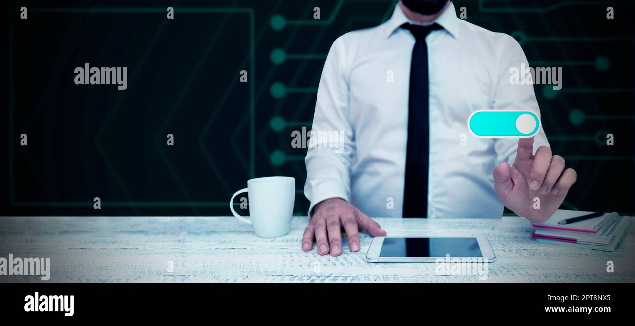 Business Man Presenting New Futuristic Technologies. Stock Photo