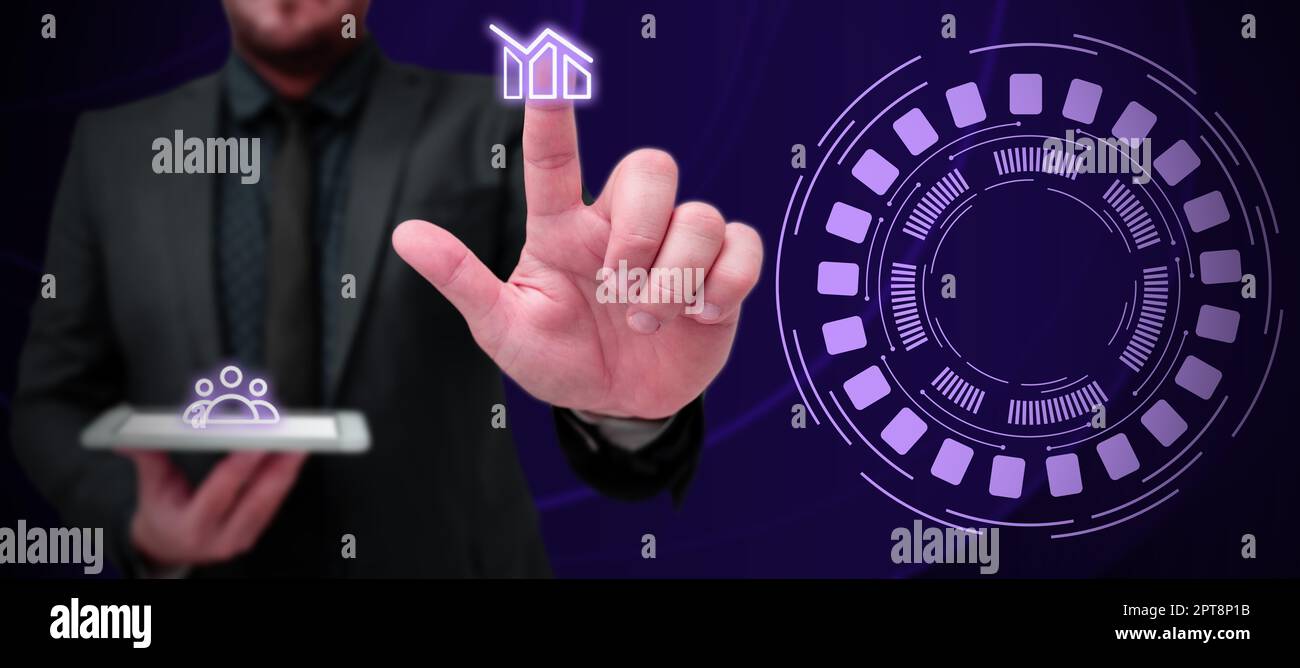 Business Man Presenting New Futuristic Technologies. Stock Photo