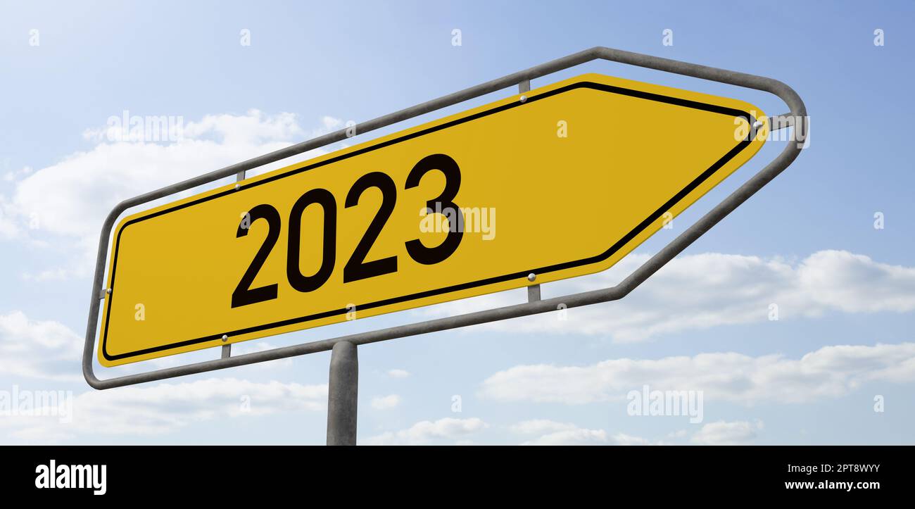 Arrow Signpost - 2023 - 3d rendering Stock Photo