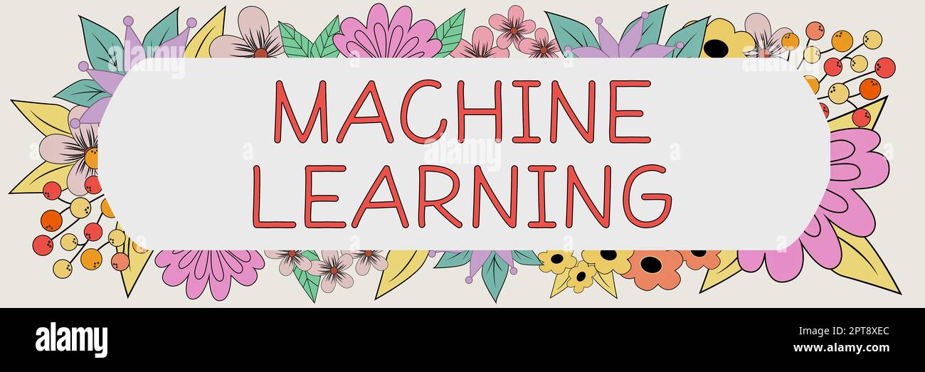 Conceptual caption Machine Learning, Business showcase the concept that a computer can learn new data itself Stock Photo