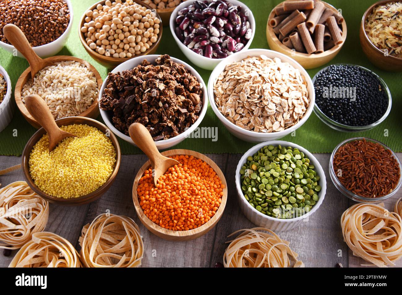 Composition with different kinds of dry food products Stock Photo Alamy