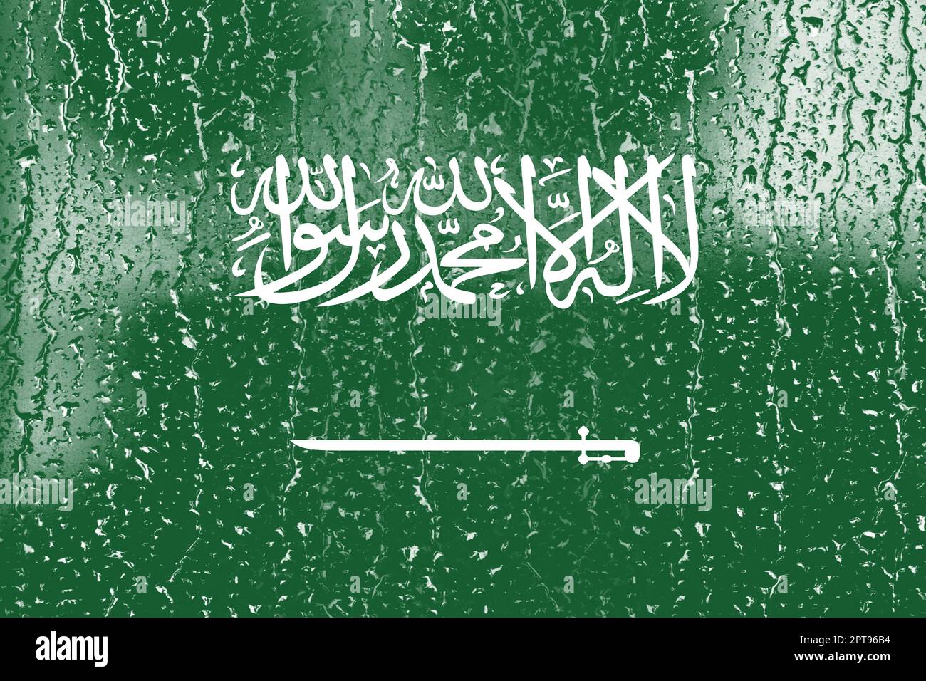 3D Flag of Saudi Arabia on a glass with water drop background Stock ...