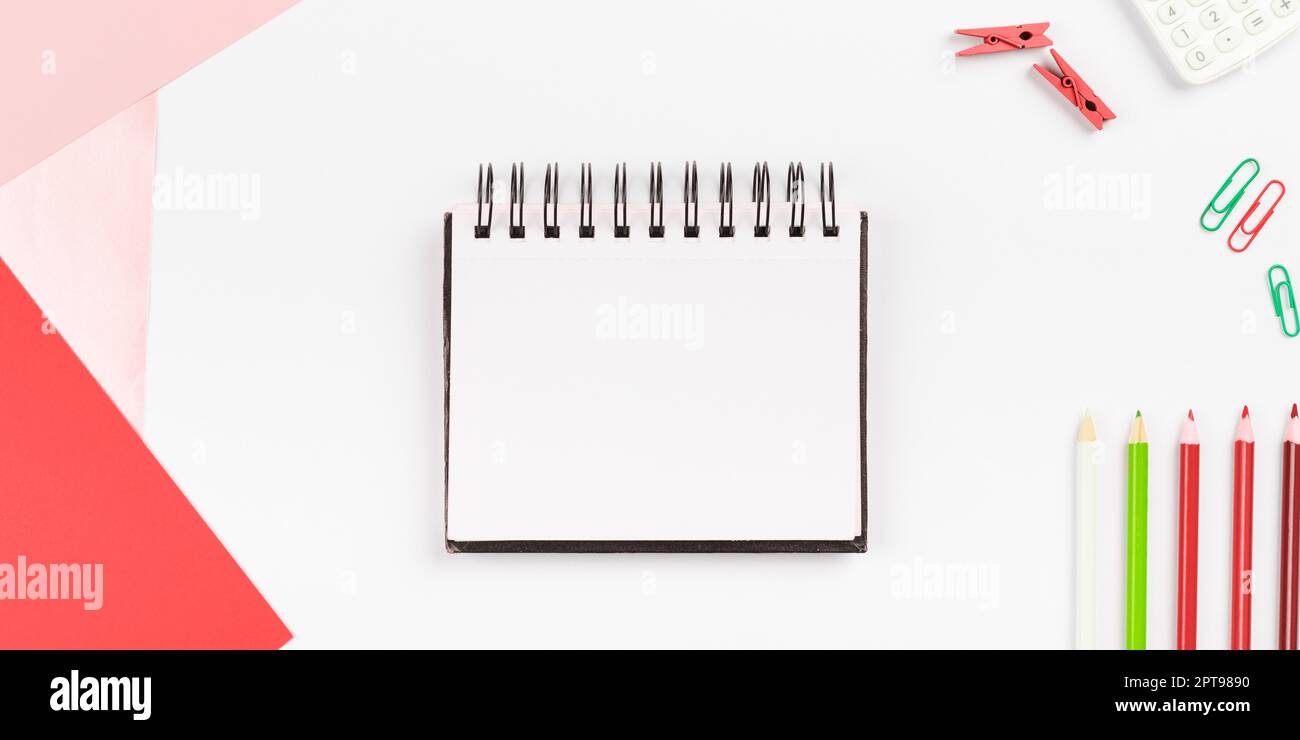 Multiple Assorted Collection Office Stationery Photo Placed Over Table Stock Photo