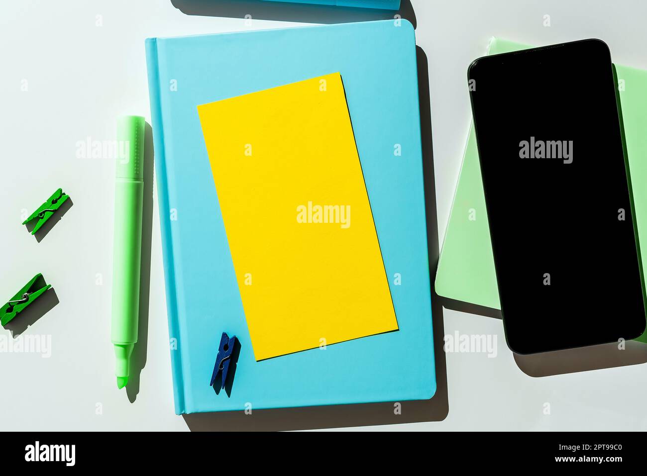 Multiple Assorted Collection Office Stationery Photo Placed Over Table Stock Photo