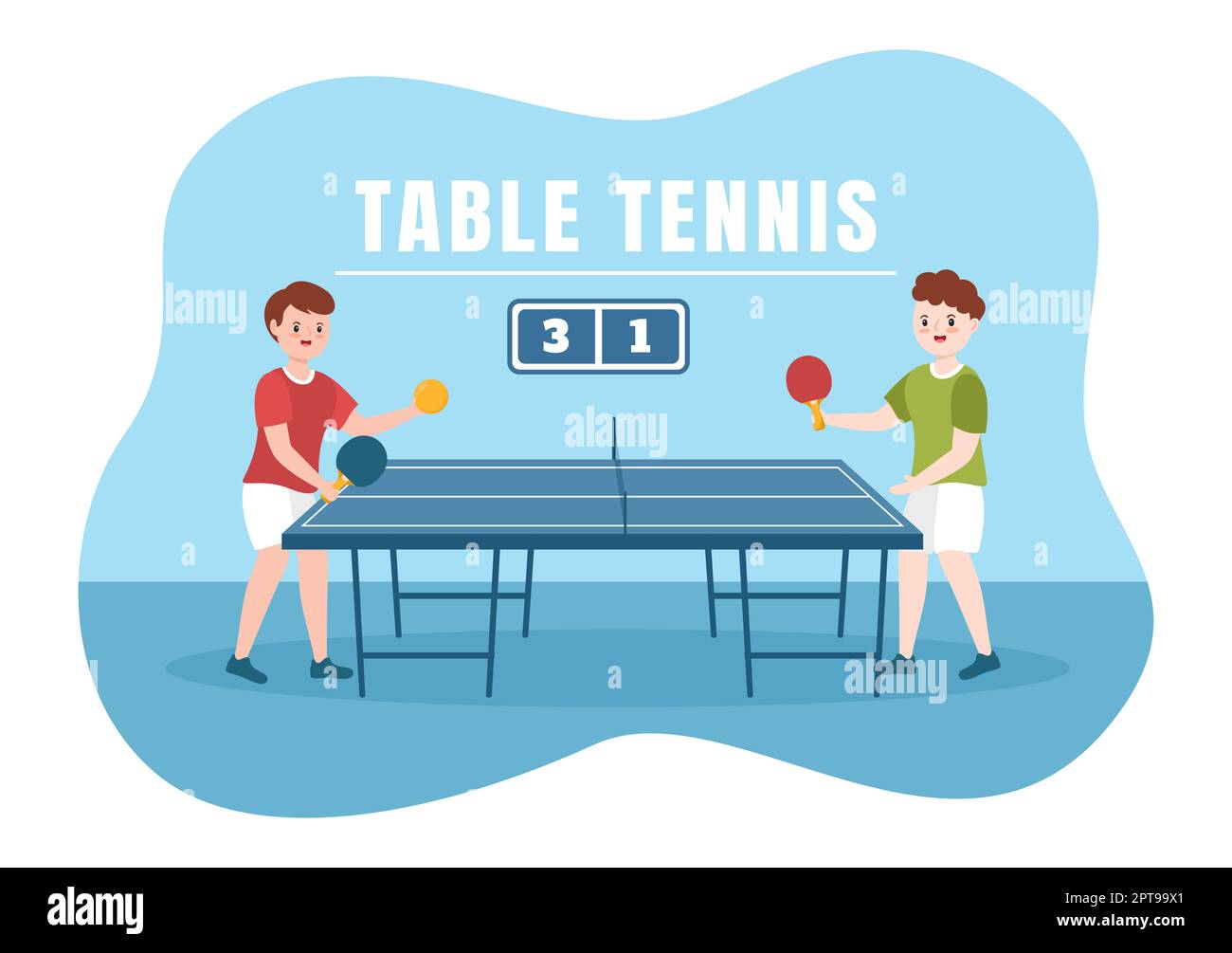 People Playing Table Tennis Sports with Racket and Ball of Ping Pong