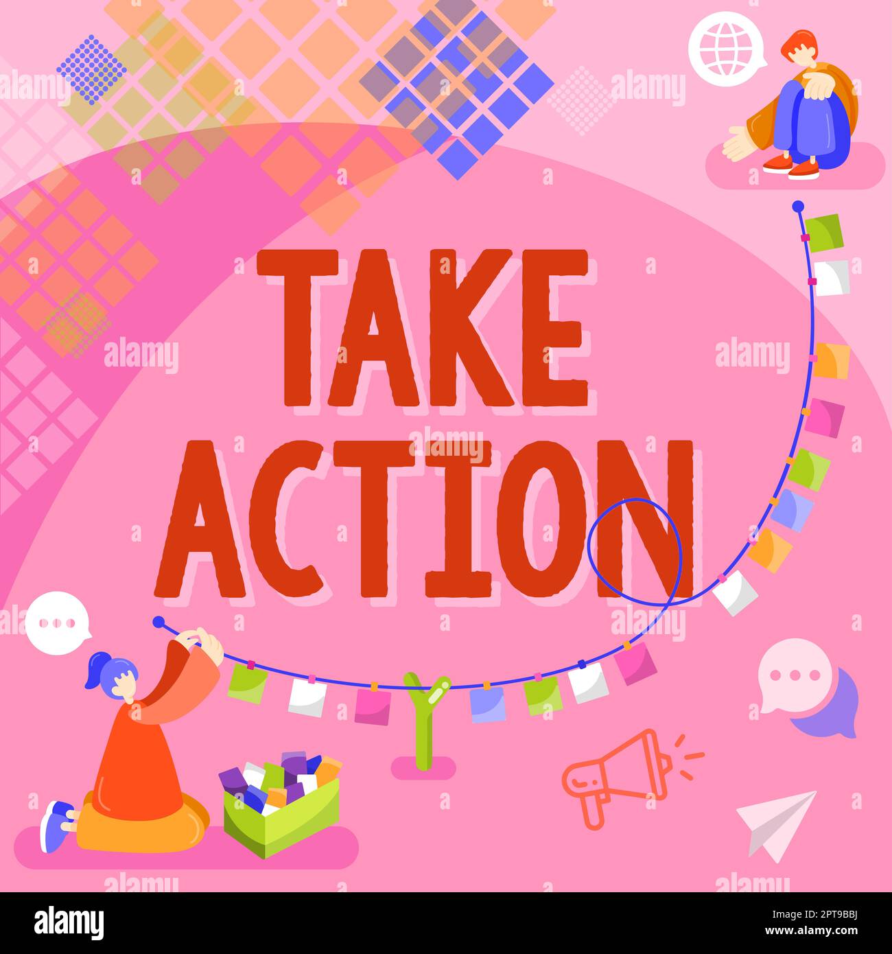 Take Action Word Example Conceptual caption Take Action, Word Written on positive act of making ...