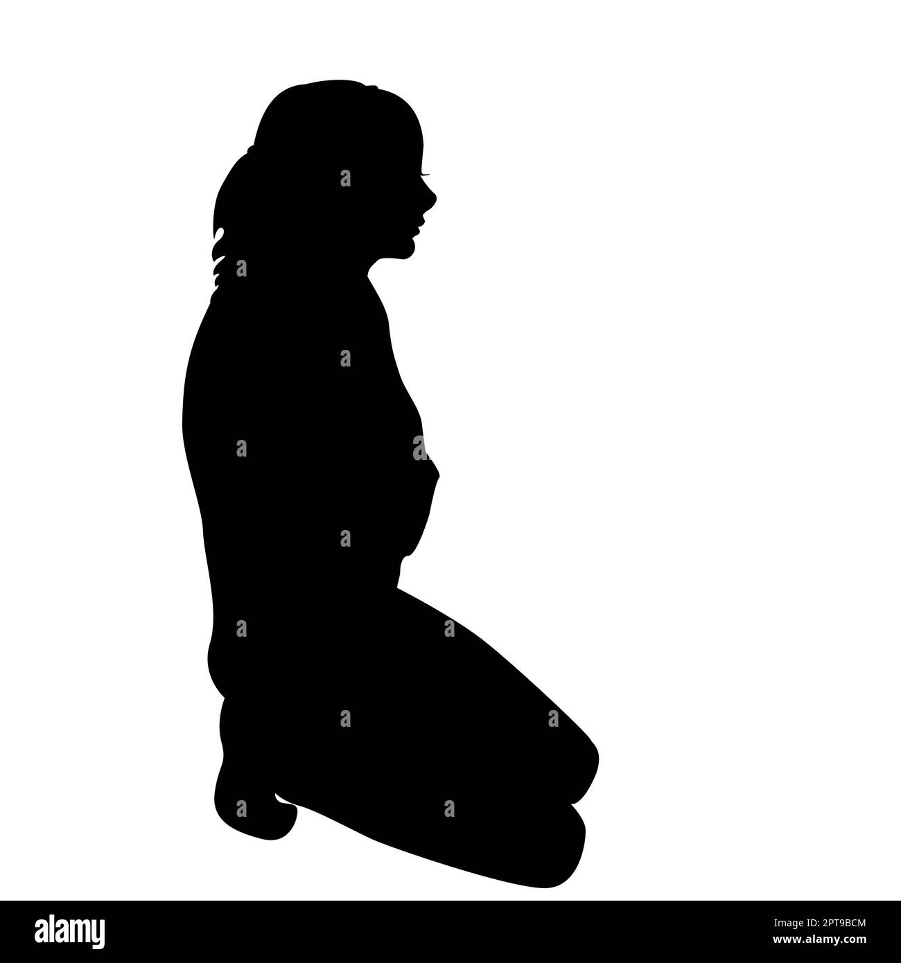 sad woman profile silhouette on black background looking down Stock Photo -  Alamy