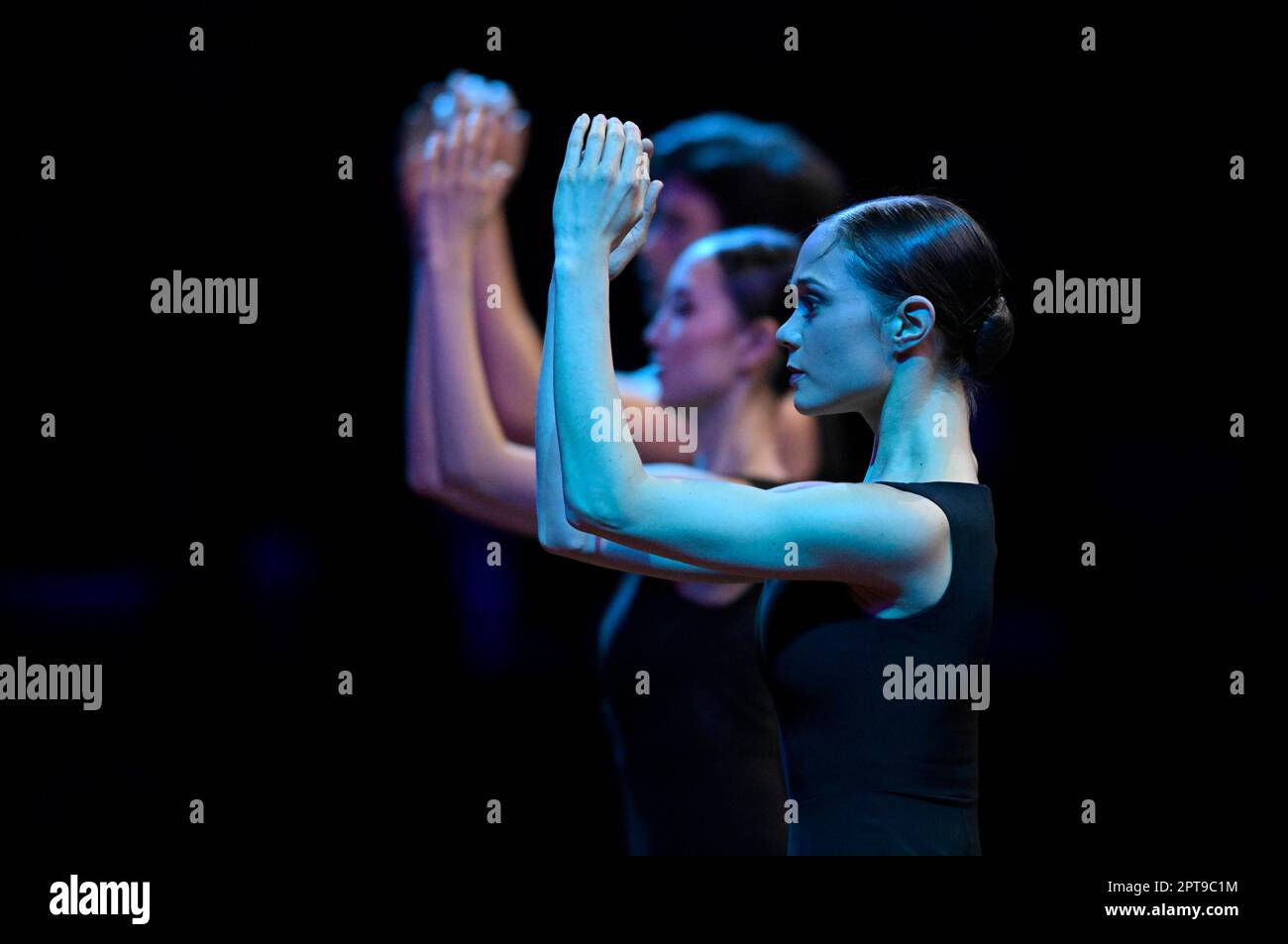 The Stuttgart Ballet dances in the supporting programme as part of the final of the Porsche Tennis Grand Prix in the Porsche Arena, Stuttgart Stock Photo