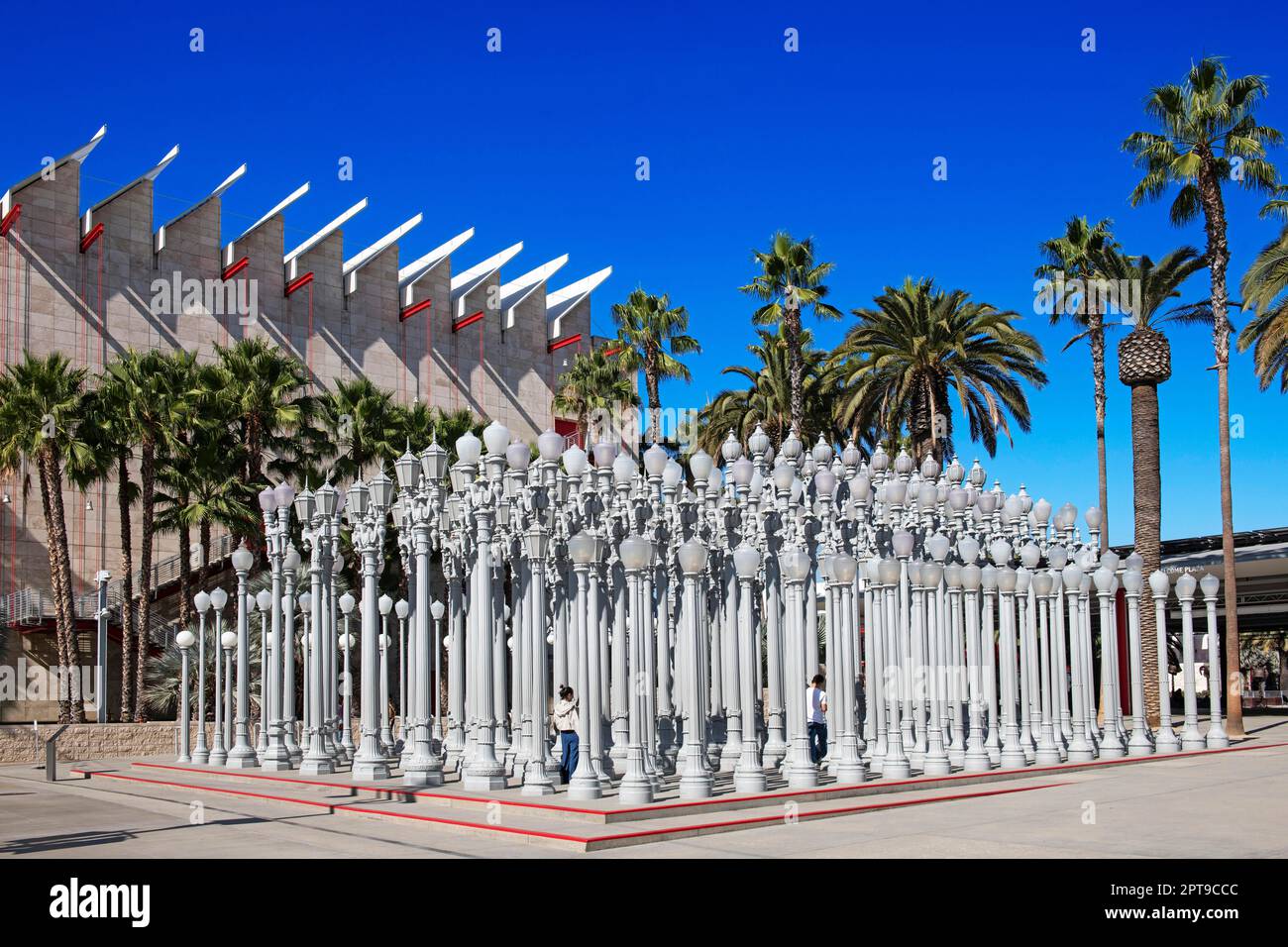 Urban Light installation, streetlights, Los Angeles County Museum of Art, LACMA, Los Angeles, California, USA Stock Photo