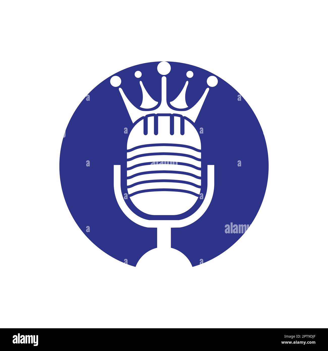 Podcast king vector logo design. King music logo design concept Stock