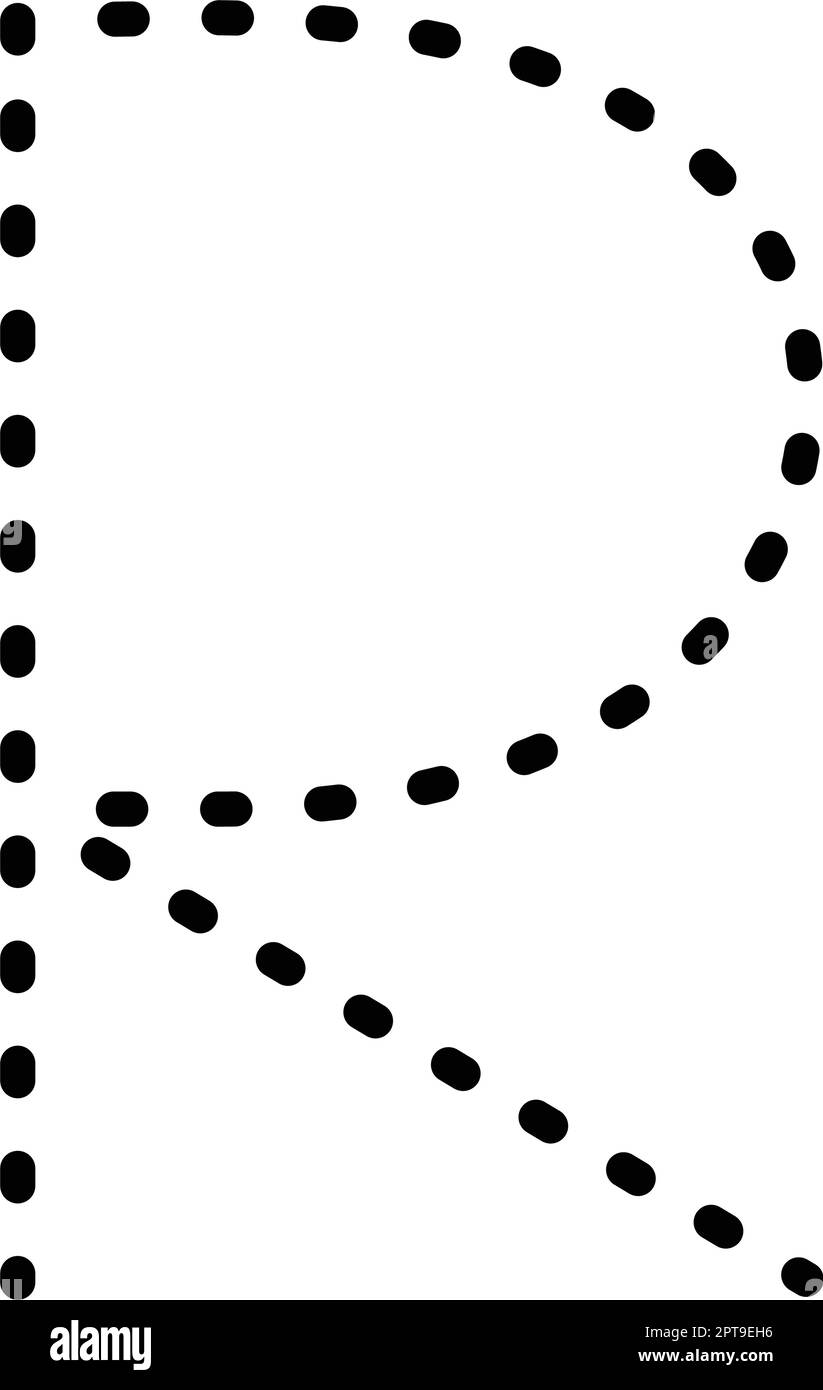 Tracing Alphabet letter R prewriting dotted line element for