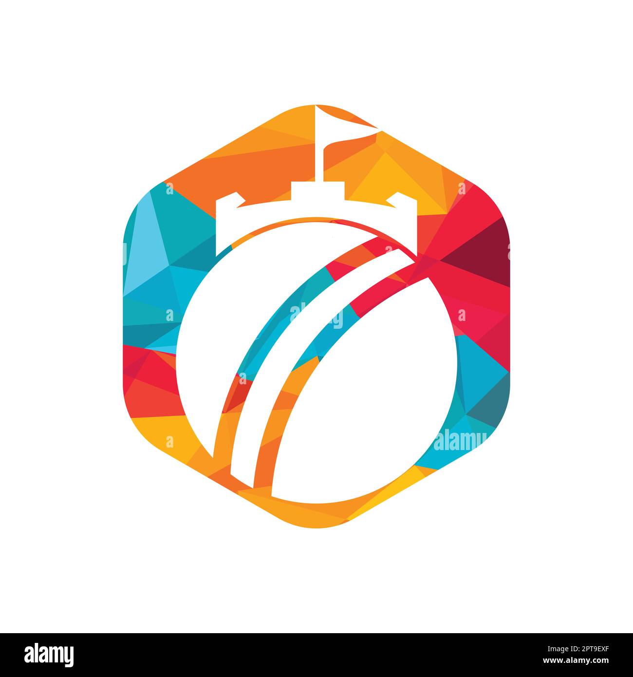 Cricket stronghold vector logo concept. Cricket ball with fort icon