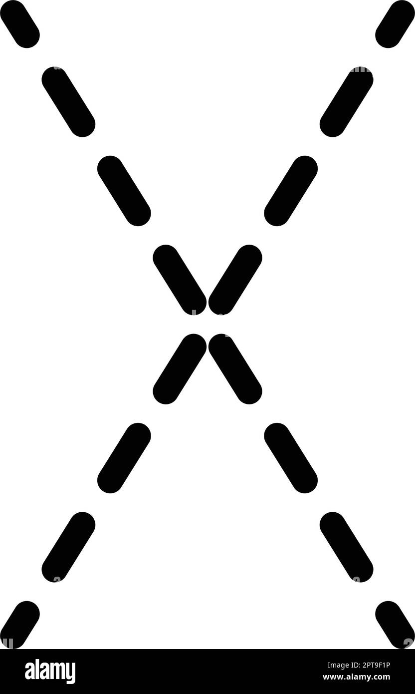 Tracing Alphabet letter X prewriting dotted line element for