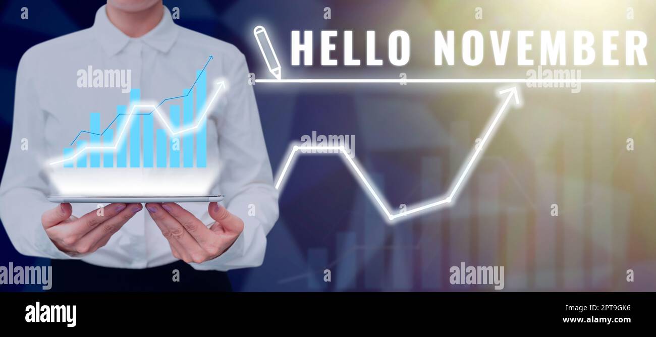 Handwriting text Hello November, Word for greeting used when welcoming ...