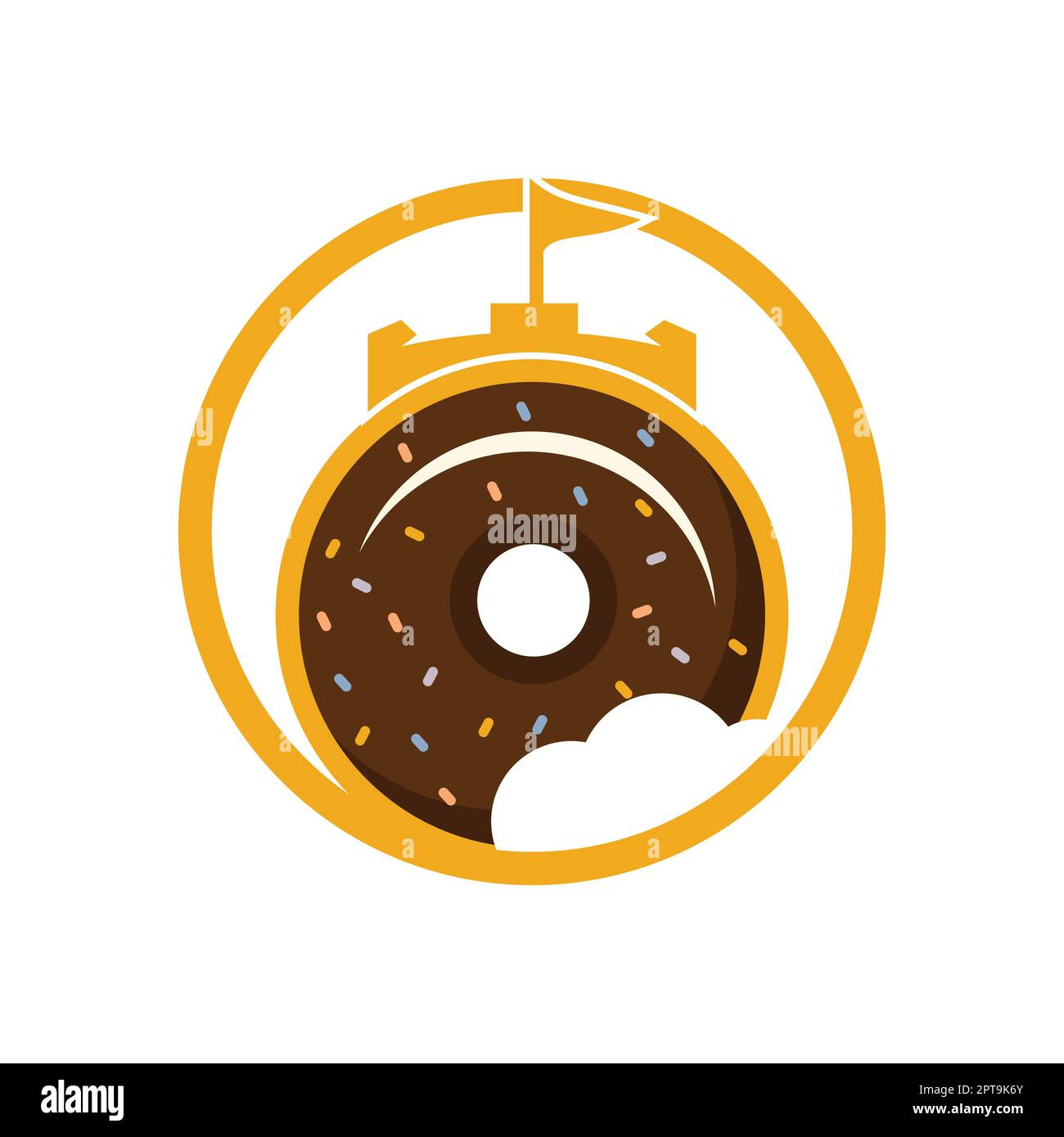 Donut fort vector logo design. Castle bakery logo concept Stock Vector