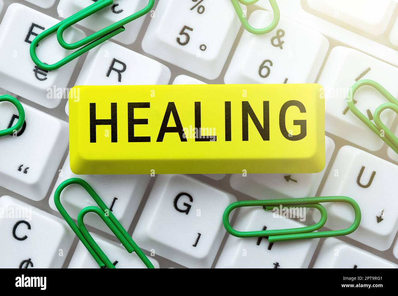 Sign displaying Healing, Conceptual photo process of the restoration of