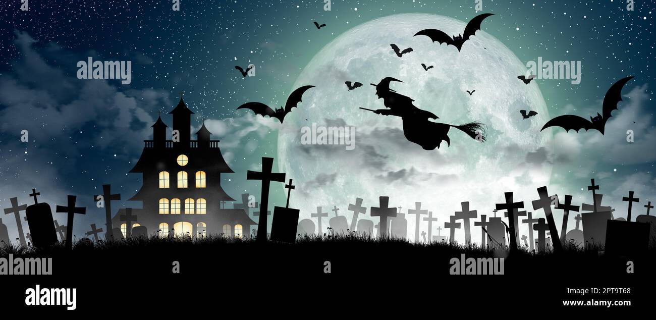 Bats flying over haunted house hi-res stock photography and images - Alamy