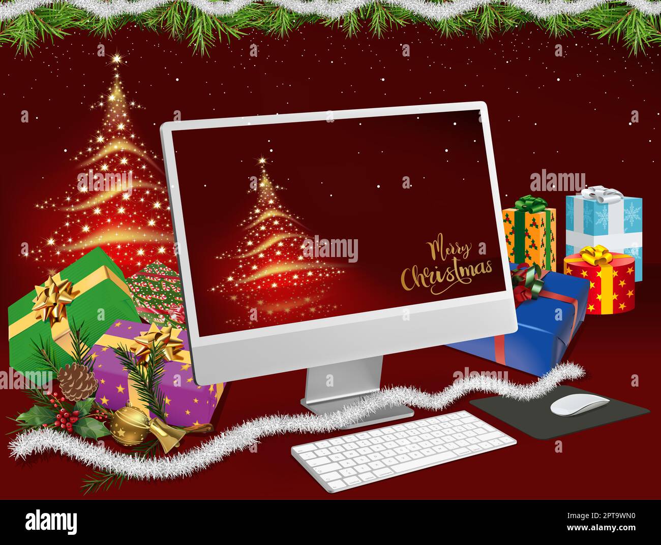 Christmas Background for Computer Fans with an Abstract Christmas Tree