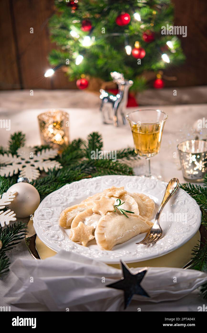 Polish pierogi with sauerkraut and porcini mushrooms Stock Photo Alamy