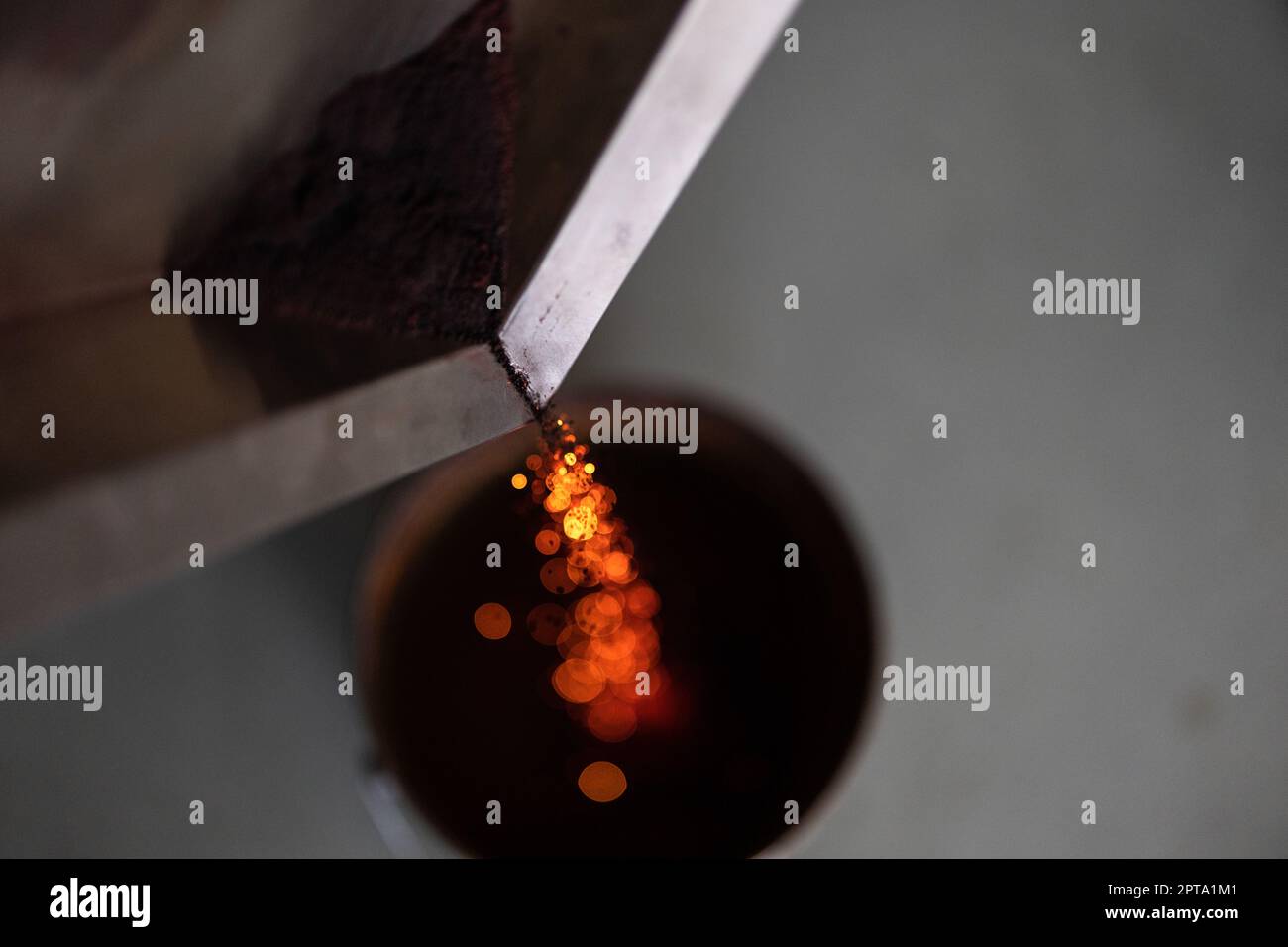 Iron nanoparticles in a lab burning as they oxidate super quick once in contact with air Stock Photo