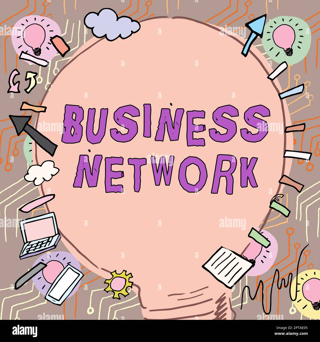 Sign displaying Business Network, Word for commercial entity with which