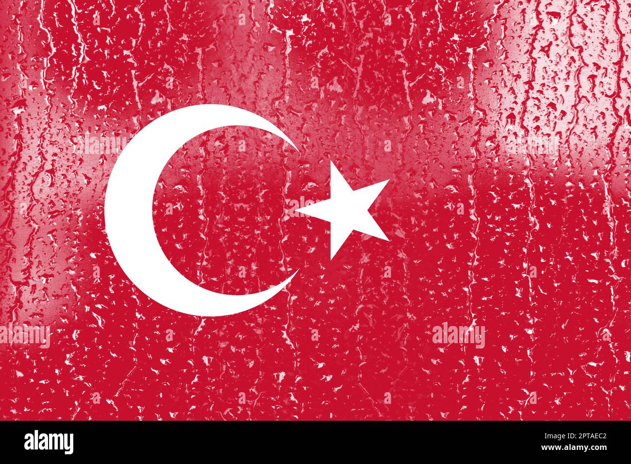 3D Flag of Turkiye on a glass with water drop background Stock Photo ...