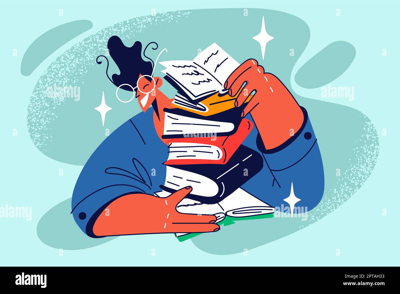 Cartoon pile books hi-res stock photography and images - Alamy