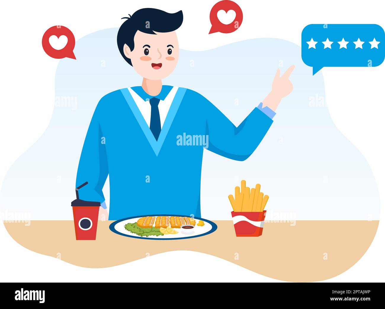 Restaurant Rating Review Template Hand Drawn Cartoon Flat Illustration