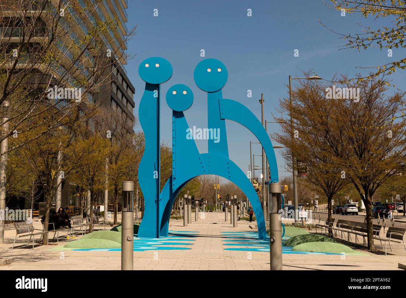 The Water Guardians, public art by Jennifer Marman and Daniel Borins, adds a touch of whimsy in the West Don Lands of Toronto Stock Photo