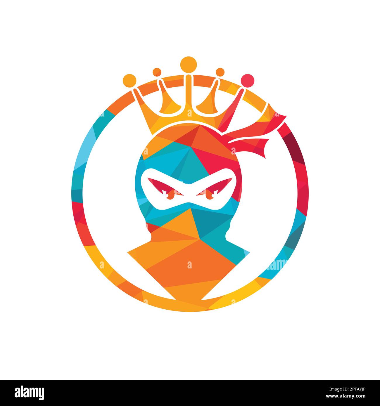 King Ninja vector logo design. Crown logo design combined with ninja. Stock Vector