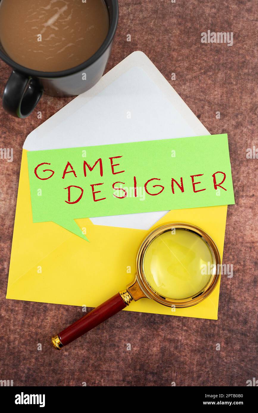 Sign displaying Game Designer, Conceptual photo Campaigner Pixel Scripting Programmers Consoles 3D Graphics Stock Photo