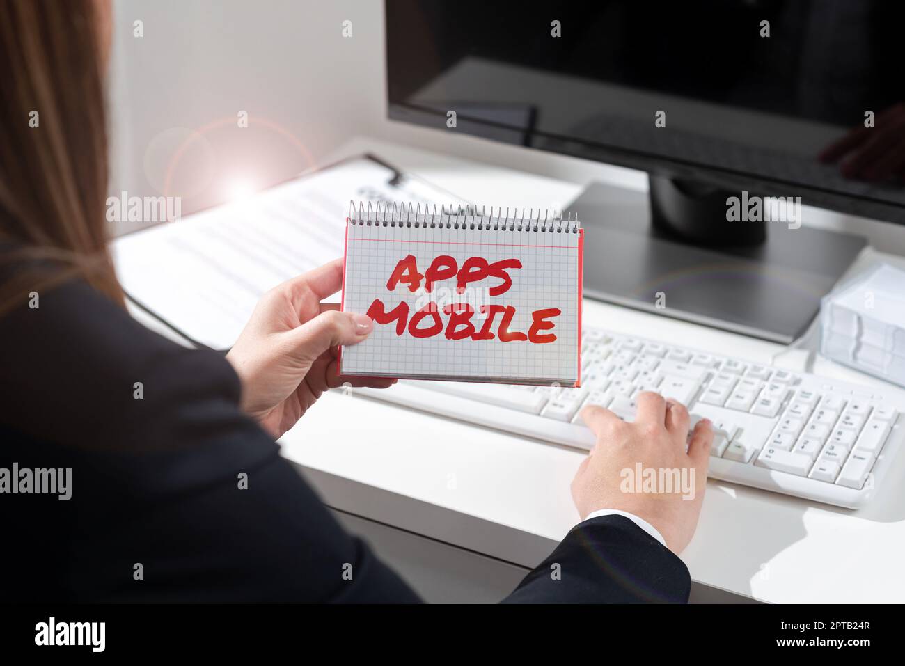 Handwriting text Apps Mobile, Internet Concept computer program designed to run on phone hand held device Stock Photo