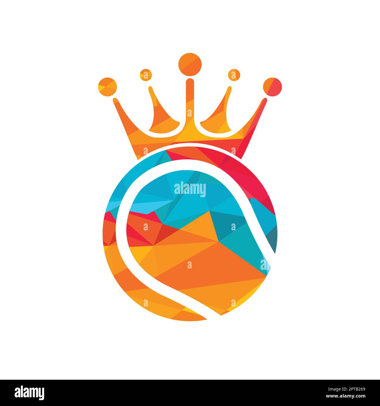 Tennis king vector logo design. Tennis ball and crown icon design