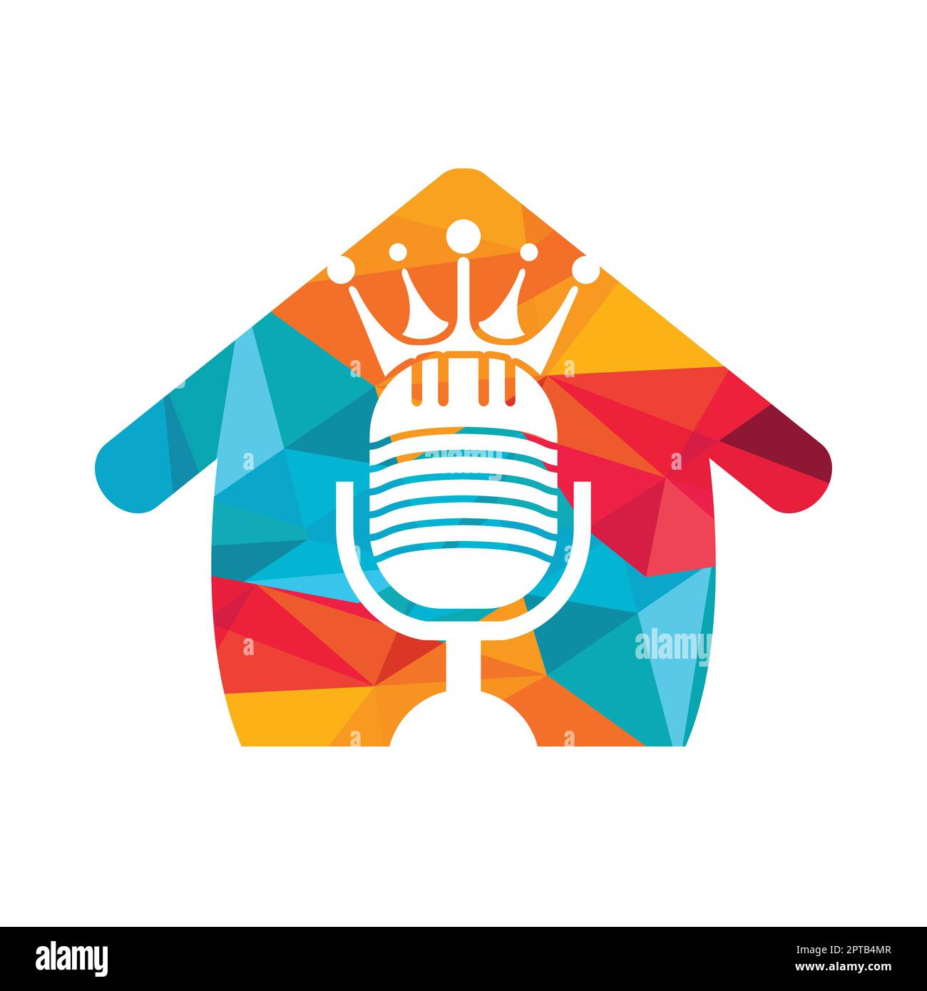 Podcast king vector logo design. King music logo design concept Stock