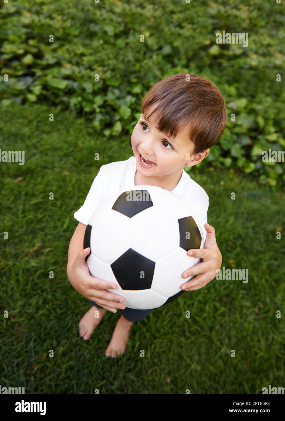 Future football star in the making. an adorable little boy playing with
