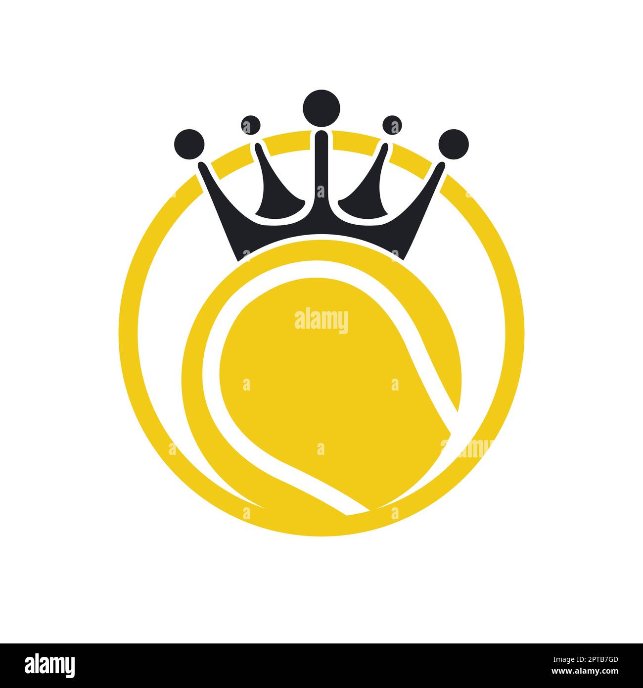 Tennis king vector logo design. Tennis ball and crown icon design