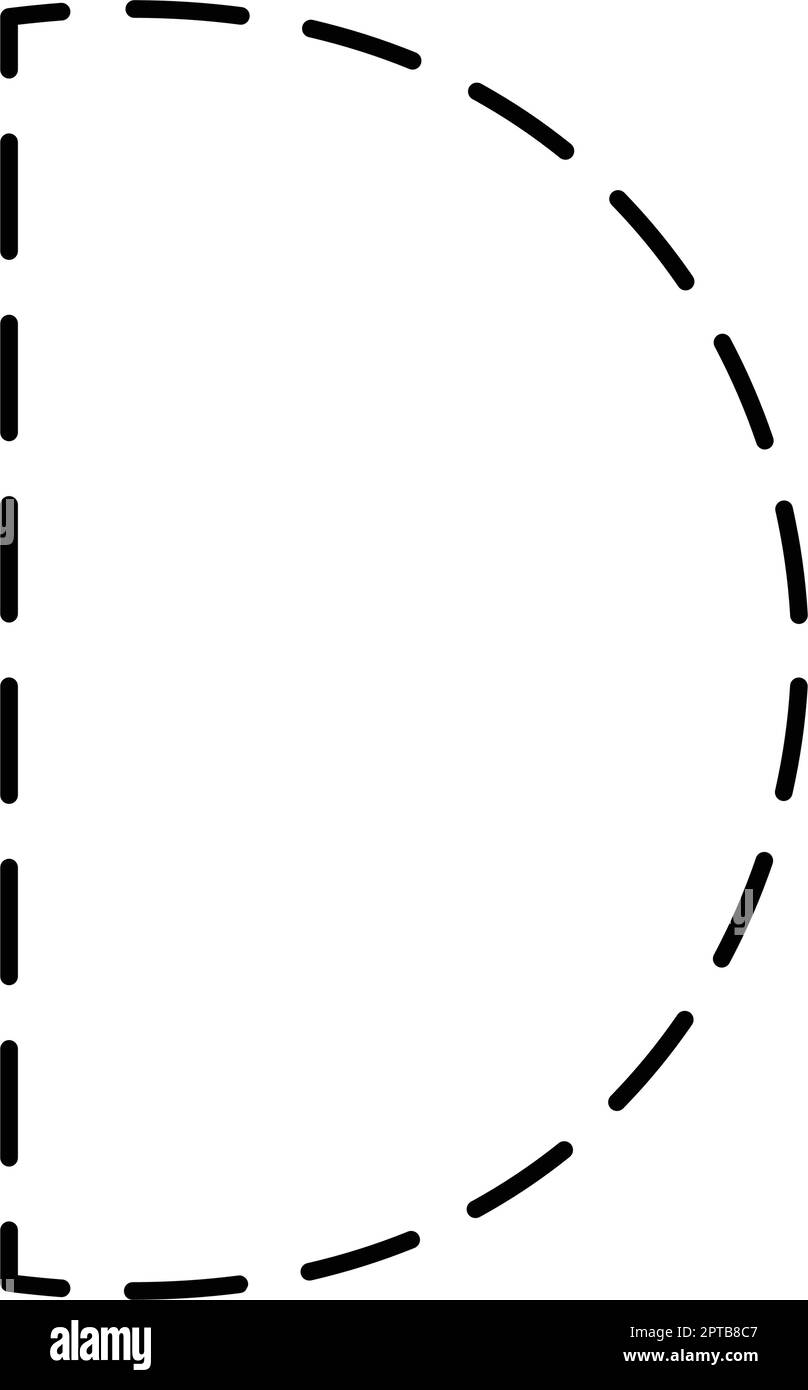 Tracing Alphabet letter D prewriting dotted line element for