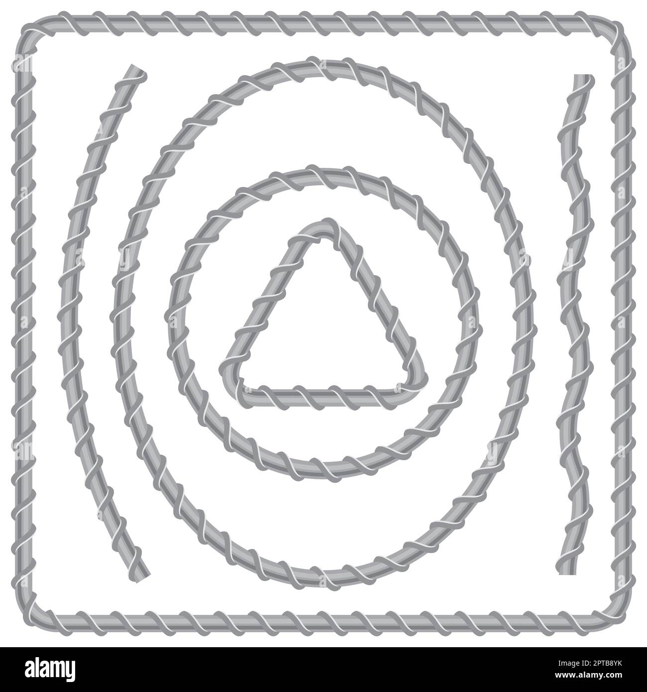 Rebars, Reinforcement Steel Frame Isolated on White Background