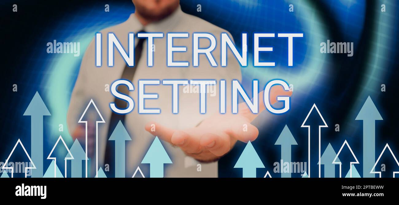 Writing displaying text Internet Setting, Internet Concept any person ...