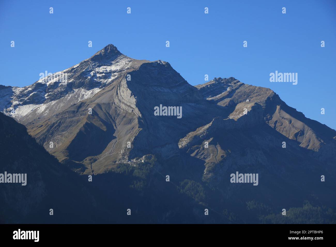 Mount Oldehore and glacier 3000 summit station, Swiss Alps Stock Photo