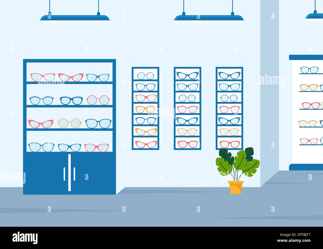 Eye Glasses Store or Optical Shop with Accessories, Optician, Checking