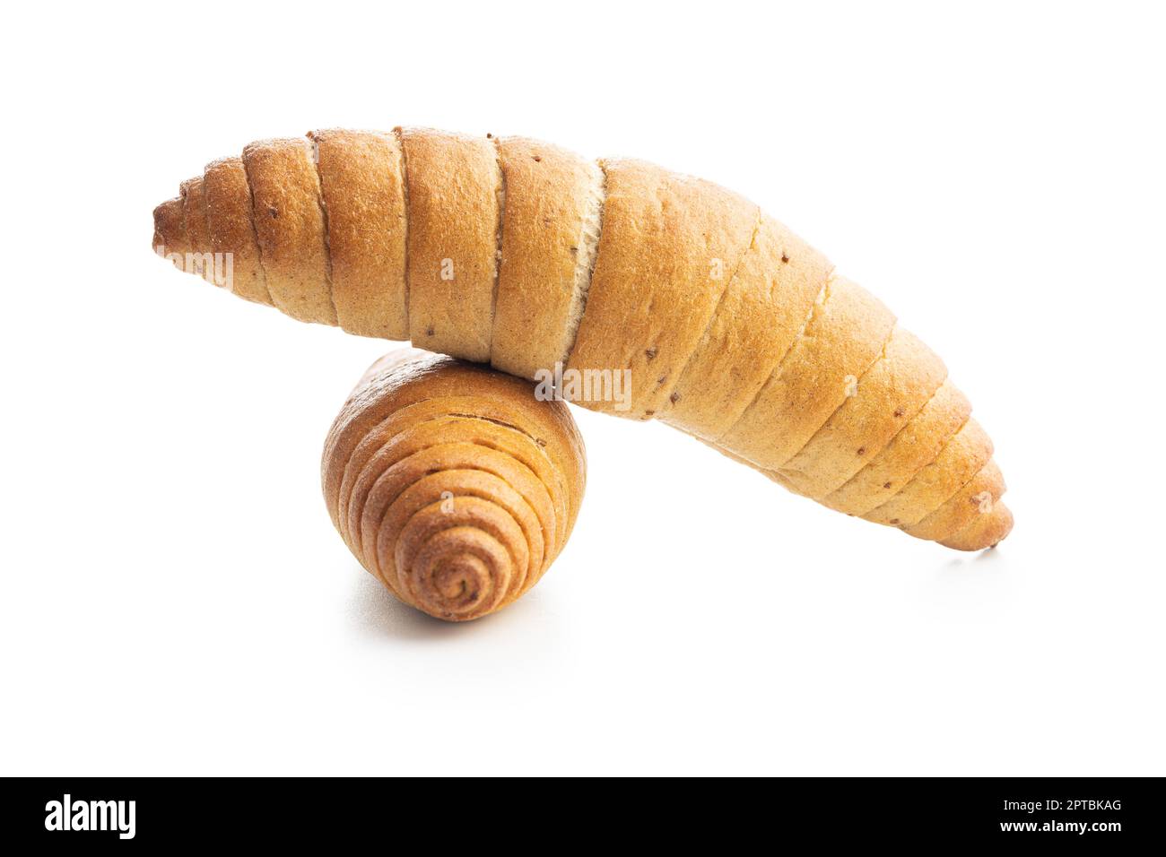 Bread roll. Croissant isolated on the white background. Stock Photo