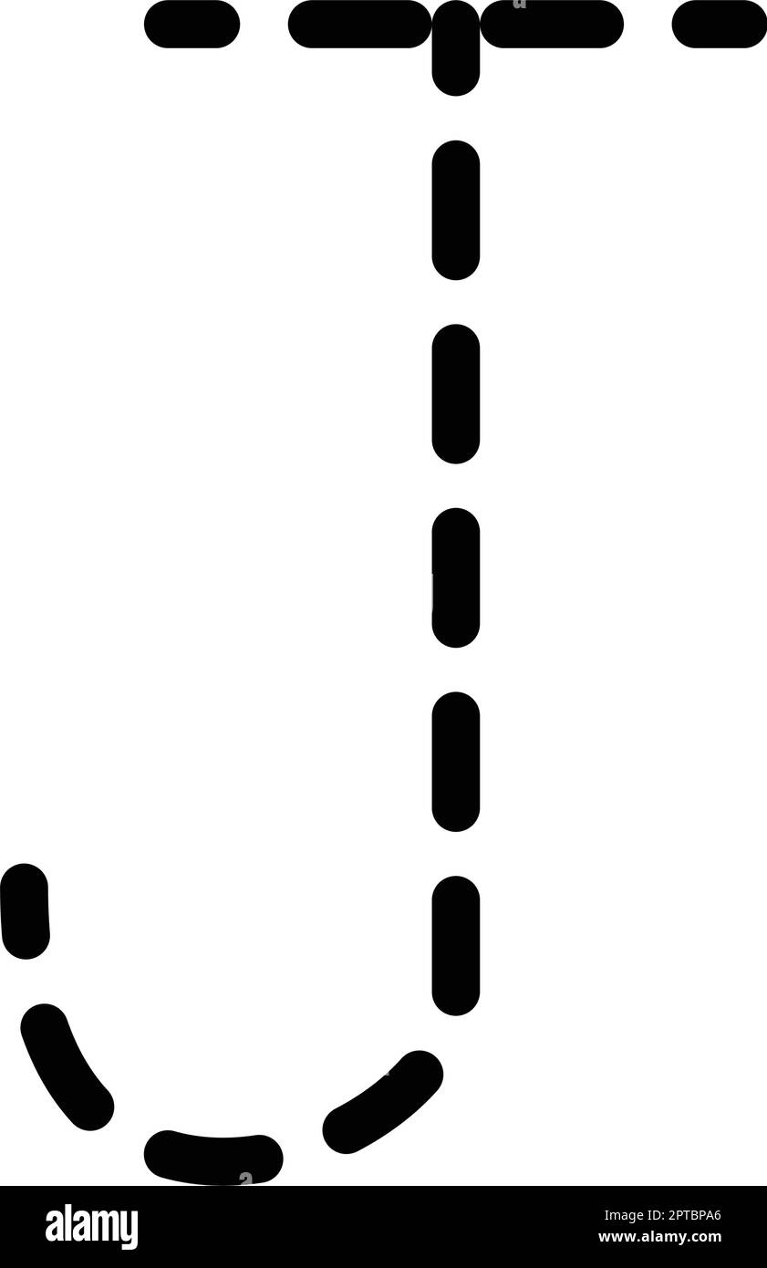 Tracing Alphabet letter J prewriting dotted line element for