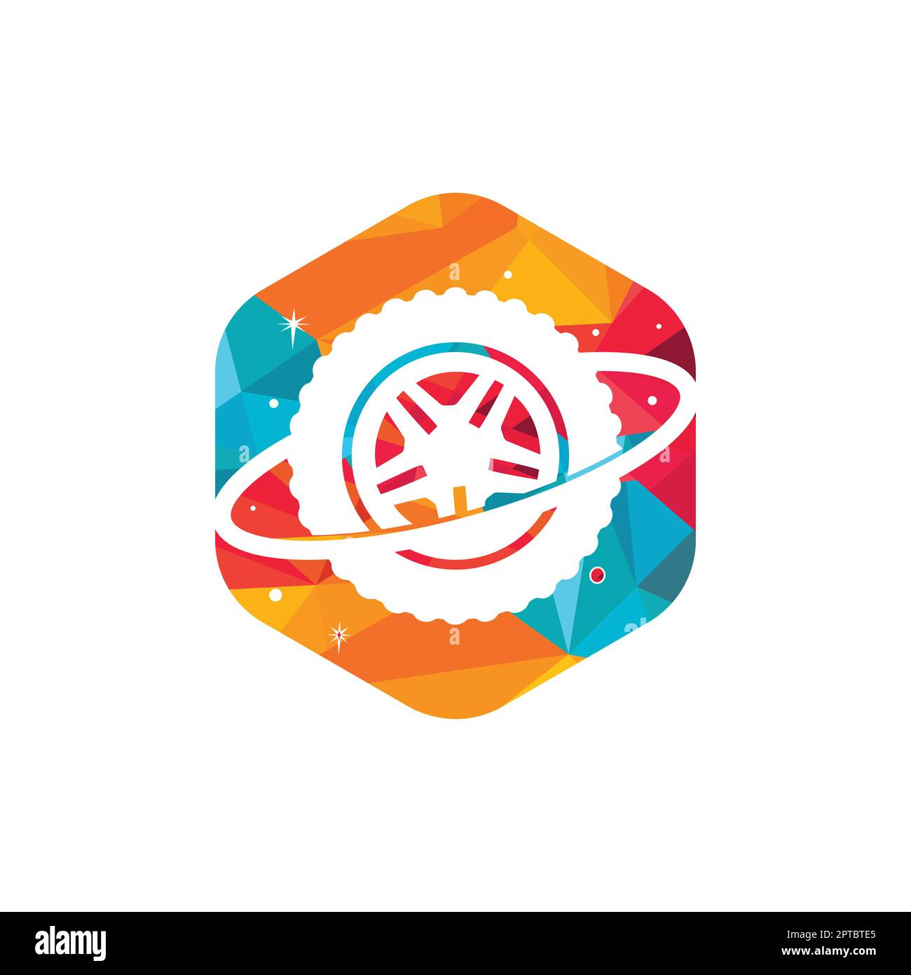 Tire world vector logo template. Vector wheel and planet logo combination. Stock Vector